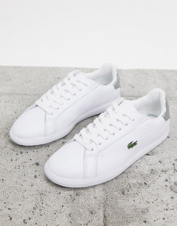 Lacoste Graduate 120 Leather With Silver Tabs Bijele Srebrne - Ženske Tenisice | 54712ZQHF